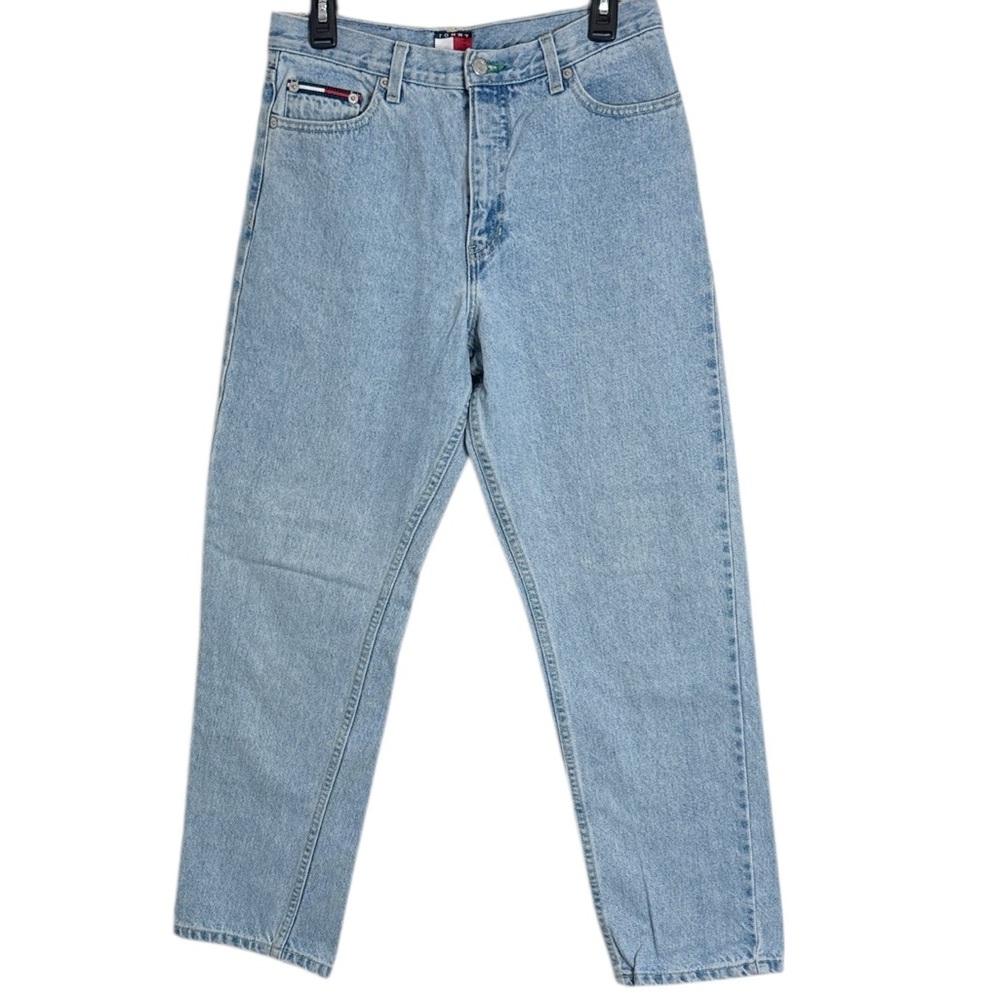 Tommy Hilfiger Vintage Tommy Jeans Classic Logo Light Blue Denim Wide Jeans 30